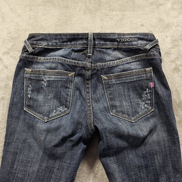 Vigoss Jagger Skinny Jeans Women's Size 26x31 Blue Denim Embroidered Distressed - Picture 3 of 14